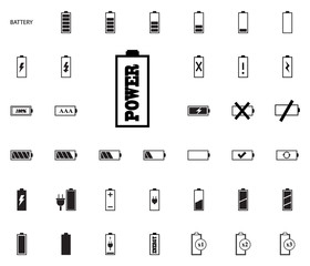 Battery vector illustration icons set.