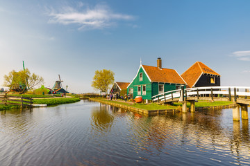 Obraz premium Historic Houses and Windmills of Zaanse Schans in the Netherlands
