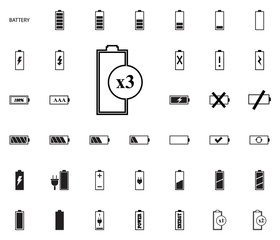 Battery vector illustration icons set.
