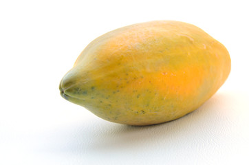 Ripe papaya on white background