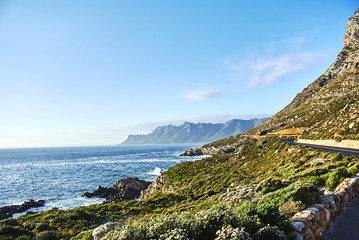 Seaside road at sunset Boland Mountain Complex, Western Cape