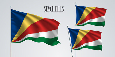 Seychelles waving flag set of vector illustration