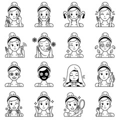 Process of cleansing and revive the lady face in icon concept. The Satisfaction skin care to suit the teenager.