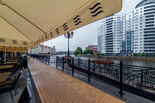 View from cafe to the Kaliningrad city and river view