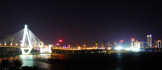 Fototapeta na wymiar China City Landscape Bridge Night View