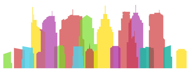 Colorful buildings. 
illustration of flat colorful silhouettes of buildings