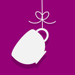 cup icon hanging with shadow vector background.