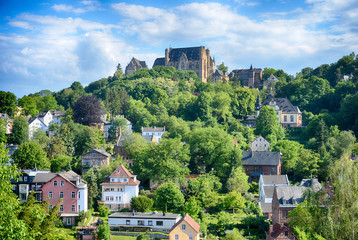 Cityscape with Castle in Marburg Germany