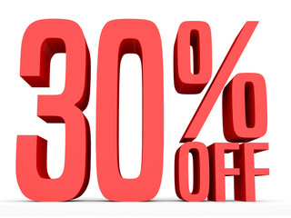 Thirty percent off. Discount 30 %.