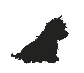 dog sitting, silhouette, vector