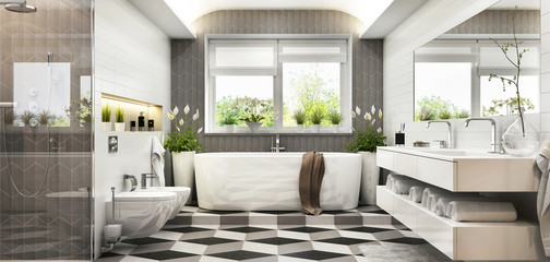 Modern bathroom in a big house