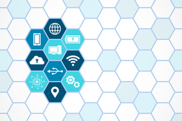 Technology icons , hexagon connection pattern