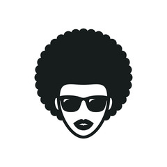 Funky woman in sunglasses with Afro hair