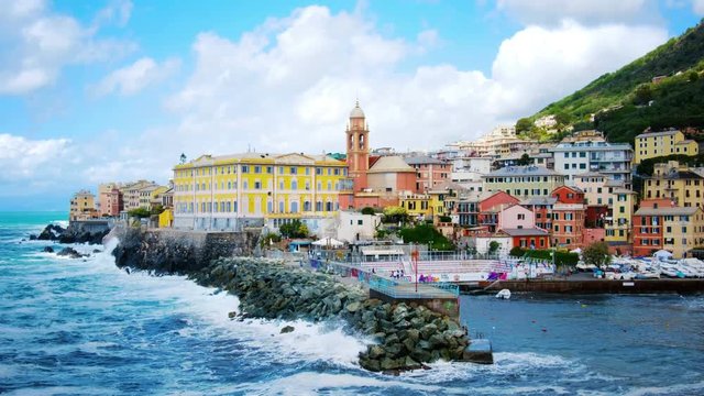 colourful italian riviera landscapes of Genova Nervi Porticciolo - Liguria city - Italy