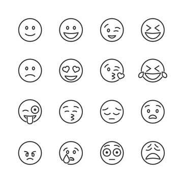 Vector image of set of emoticons line icons.