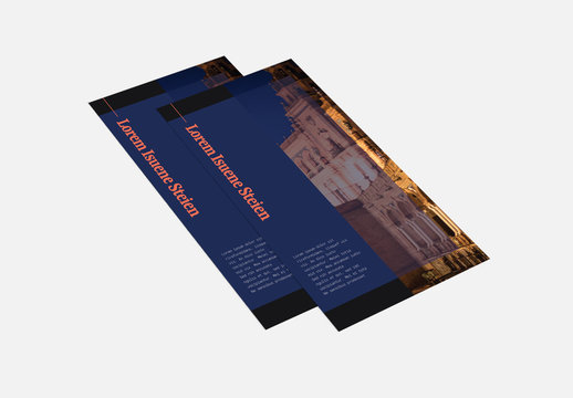 Blue Trifold Brochure Layout with Architectural Images