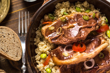 Roasted Lamb Loin Chops with Couscous and Soybean