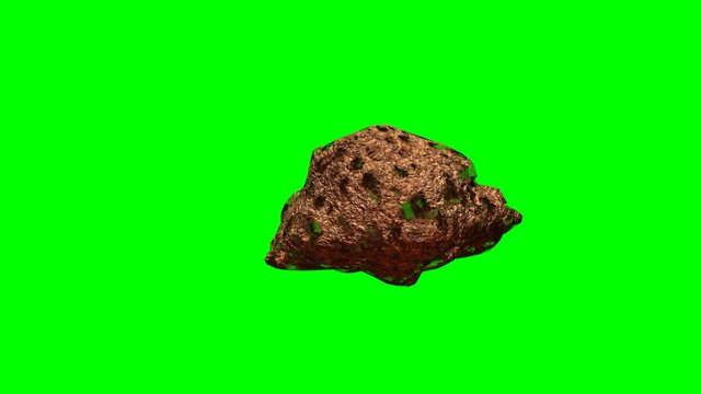 Asteroide rotante su sfondo chroma key