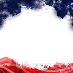 A header footer illustration of United States Patriotic background in flag colors with a blank white space - obrazy, fototapety, plakaty