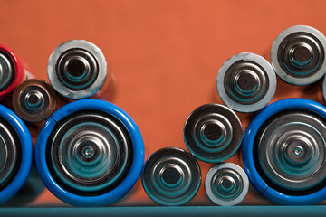 Ecology recycling concept. Many different types used or new battery