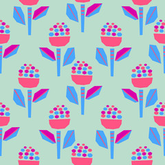 Cutout paper flowers bold bright seamless pattern.