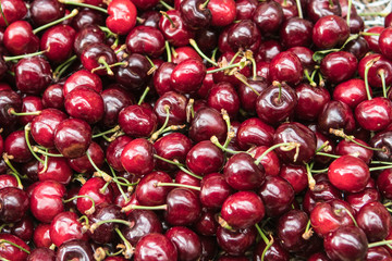 Cherries on sales at a food stall in the Borough Market London