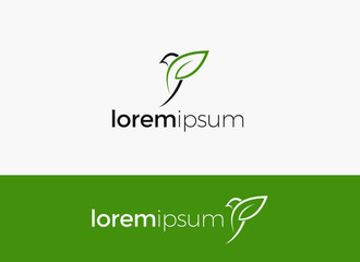 bird leaf logo vector icon template download line art outline