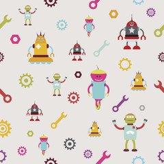 Seamless funny robots texture, for kids stuff