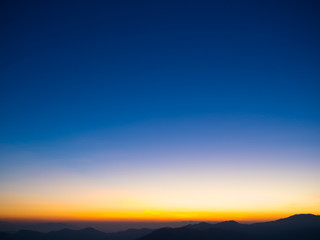 beautiful row of  mountains and hills in the evening