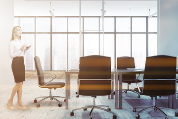 Loft office meeting room interior businesswoman