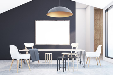 Attic dining room interior, horizontal poster