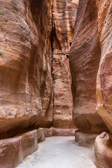 The Siq, a sandstone canyon in Petra, Jordan