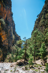 Hiking path through Samaria Gorge in Central Crete