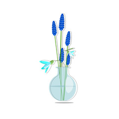 Spring flowers bouquet in glass vase