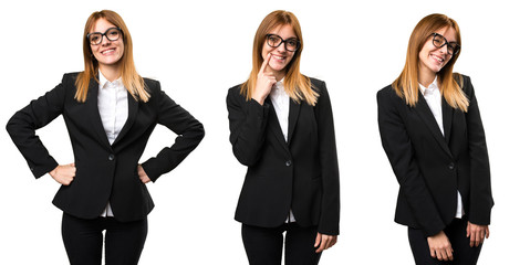 Set of Happy young business woman