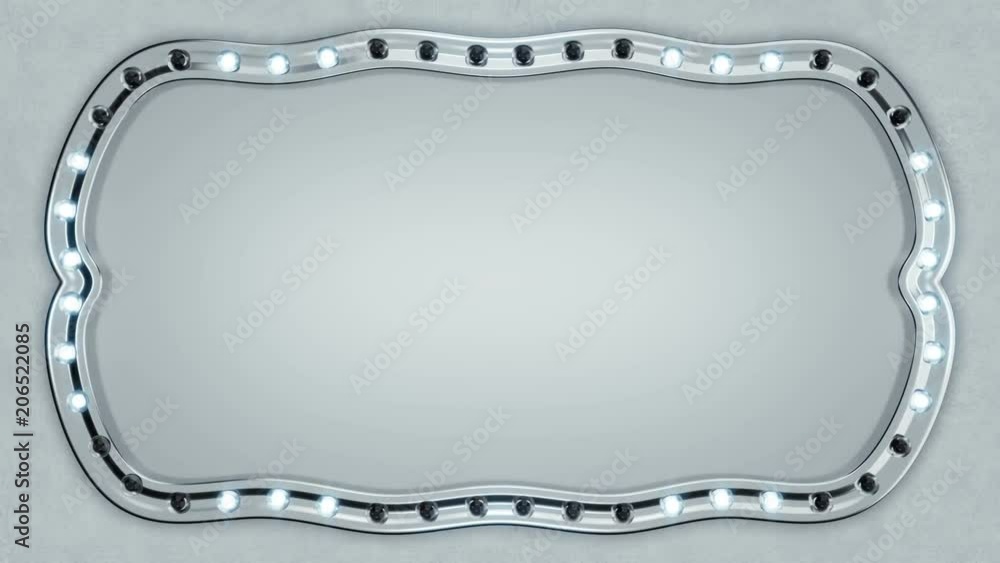 Aufkleber blank light bulb marquee frame. abstract motion background. seamless loop 3d render animation 4k uhd
