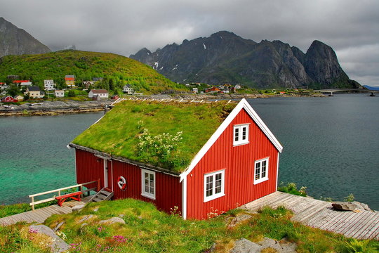 Norway. Fisherman's cabin "Rorbu" in the Lofoten Islands