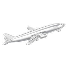 3D illustration isolated silver airplane