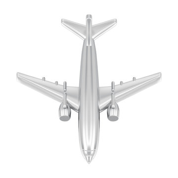 3D illustration isolated silver airplane