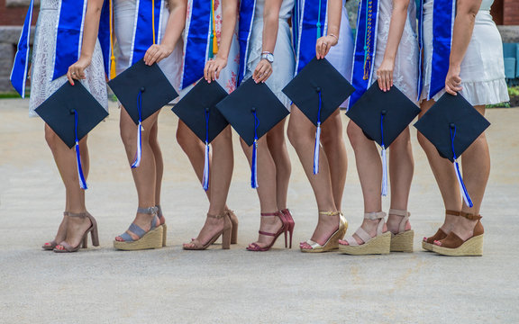 A college sorority group is celebrating friendship on graduation day.