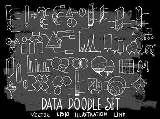 Hand drawn Sketch doodle vector data element icon set on Chalkboard eps10