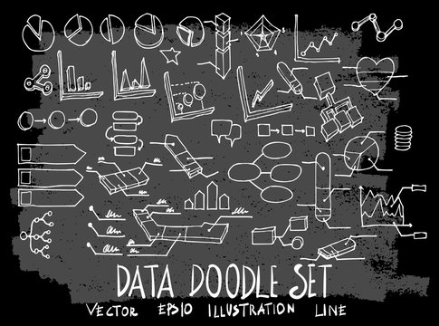 Hand drawn Sketch doodle vector data element icon set on Chalkboard eps10