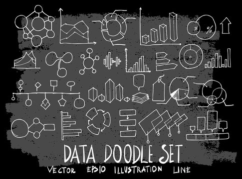 Hand drawn Sketch doodle vector data element icon set on Chalkboard eps10