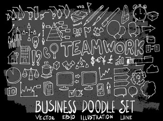 Hand drawn Sketch doodle vector business element icon set on Chalkboard eps10