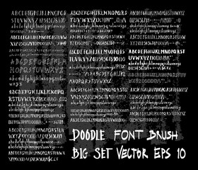 Fototapeta premium Hand drawn Sketch doodle vector font set on Chalkboard eps10
