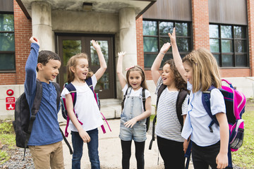 A Group of students outside at school standing together