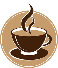A cup of coffee. Logo.