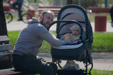 Dad and daughter on a walk