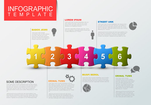 Six Step Puzzle Infographic Layout