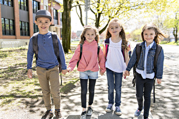 A Group of students outside at school standing together